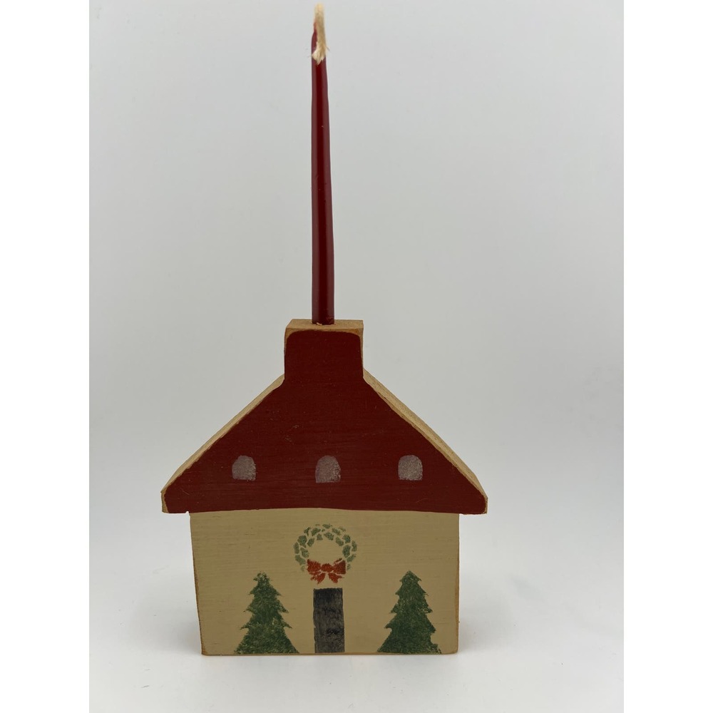 Wooden Christmas Decoration Church Steeple Vintage 90s Candle Holder
